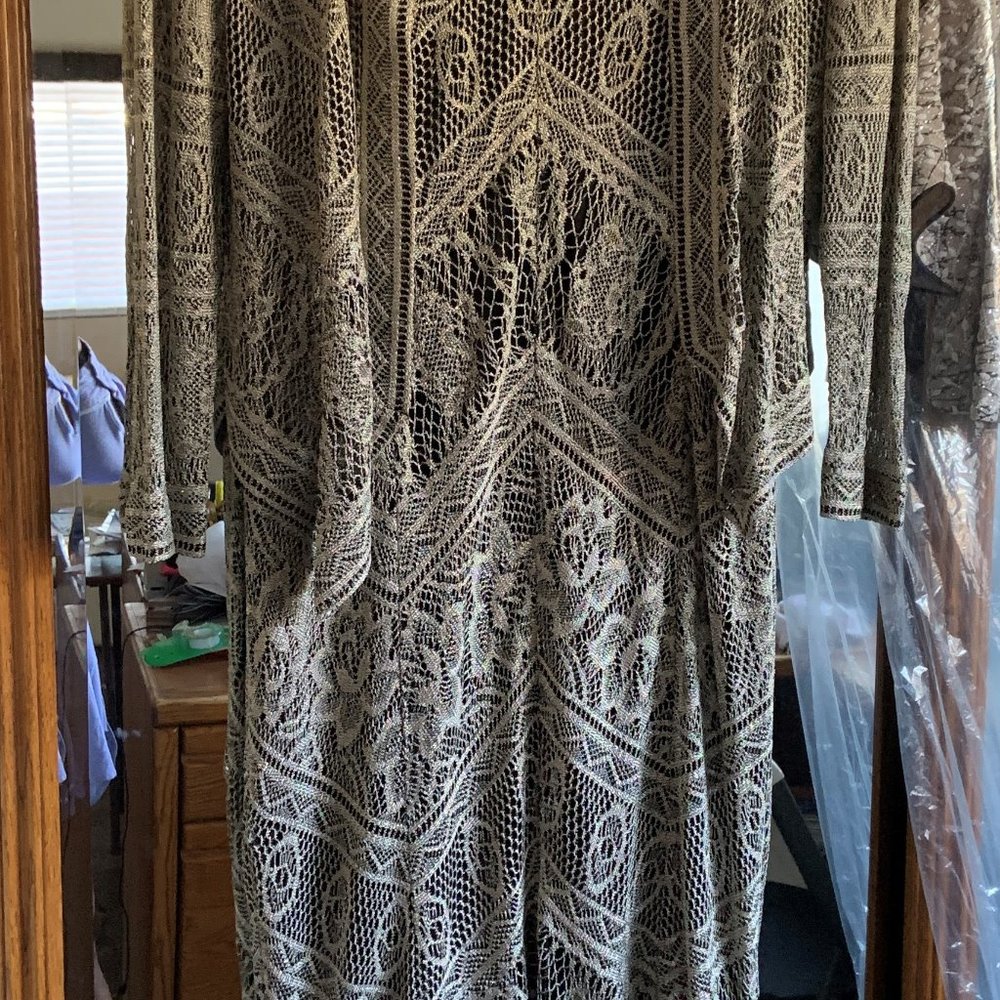 Metallic Silver/Gold Formal Maxi Dress with Jacket